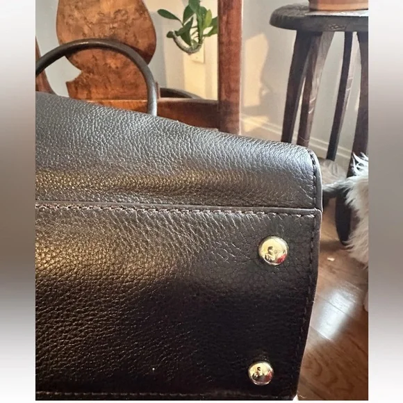 Michael Kors Hamilton Satchel Tote Bag Dark Brown Pebbled Leather Top Handle - Picture 9 of 11